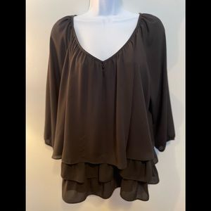 NWOT Joseph Ribkoff black v-neck layered fully lined long sleeve blouse